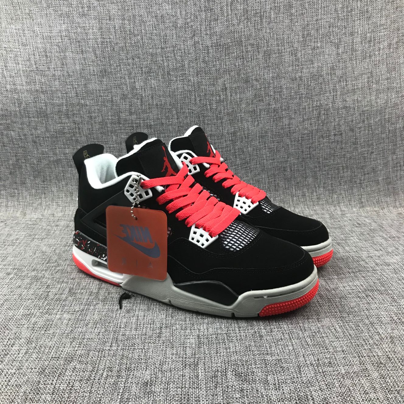 2020 Air Jordan 4 Motorsport Black Red Grey Shoes